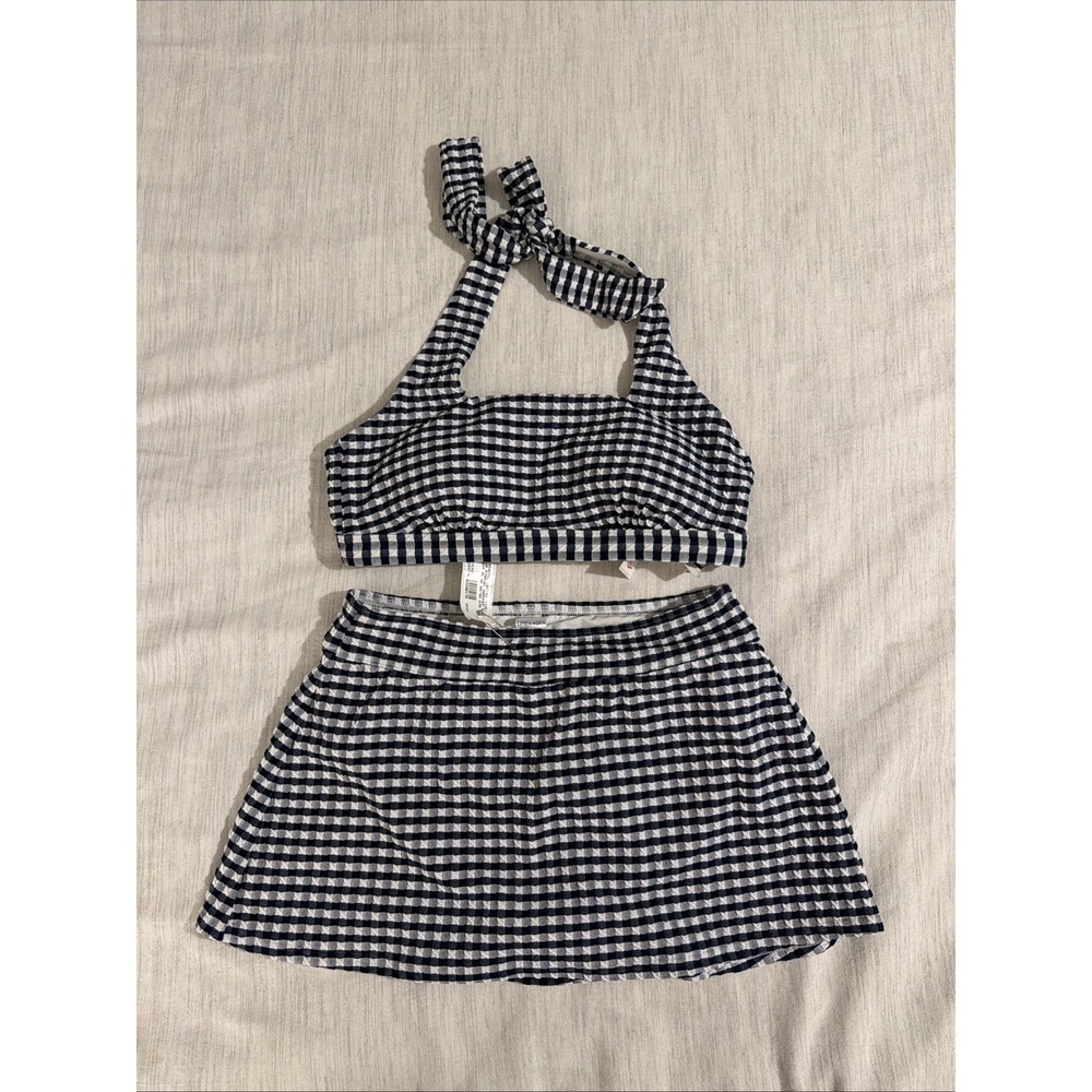 Linea Aqua Halter Top & Mini Swim Skirt Suit Size 2/XS NWT Cottage-Core Vintage